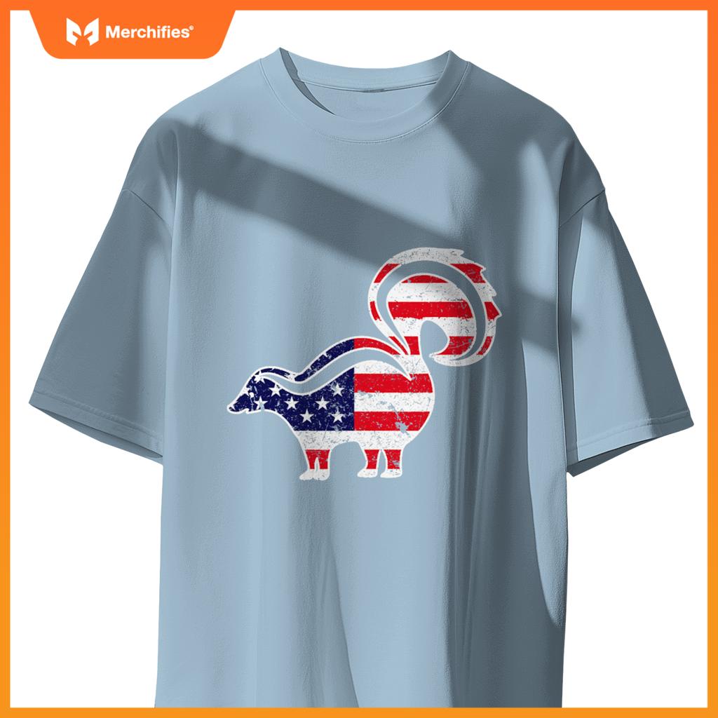 4th of july skunk graphic patriotic usa american flag T-Shirt