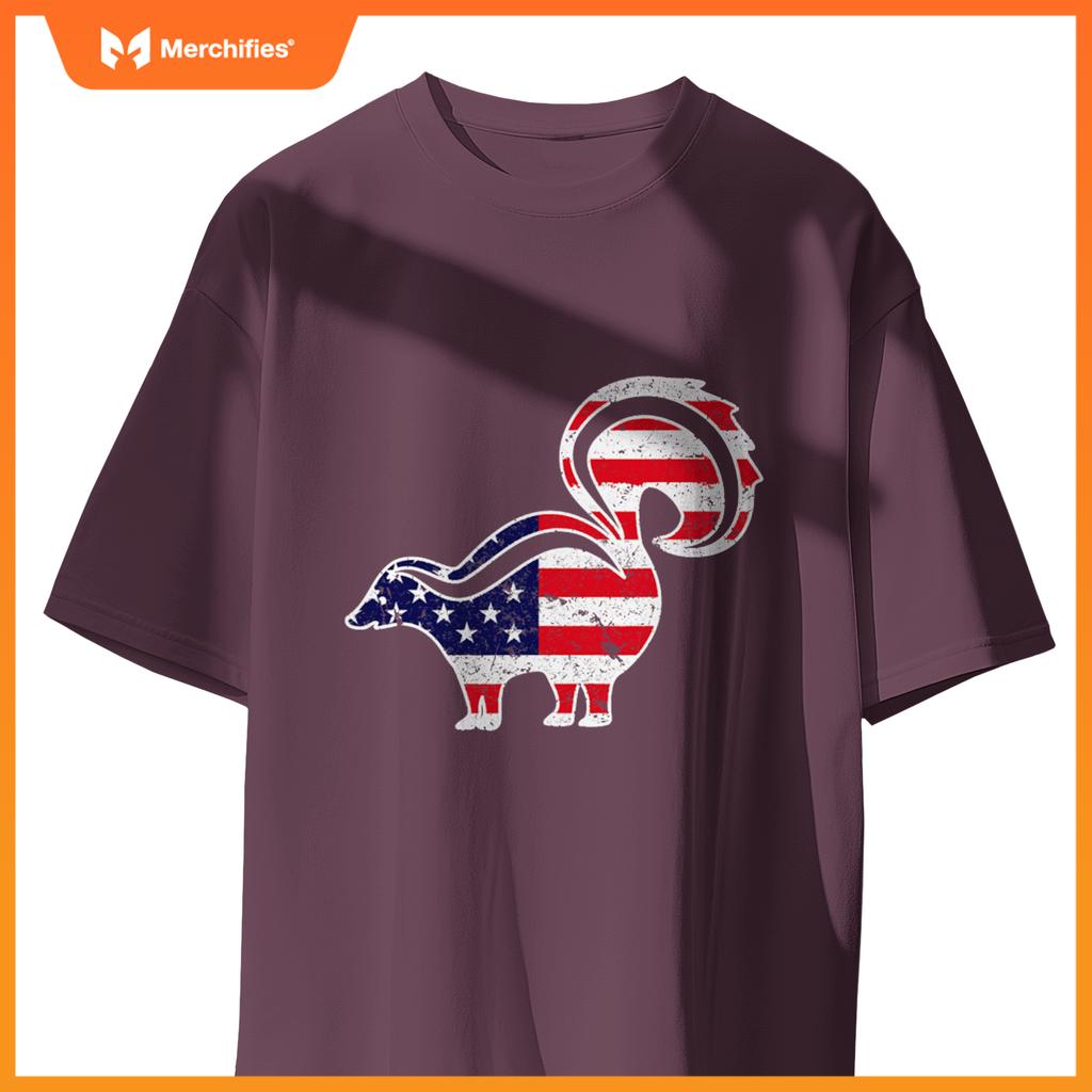 4th of july skunk graphic patriotic usa american flag T-Shirt