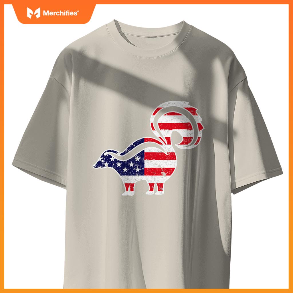 4th of july skunk graphic patriotic usa american flag T-Shirt