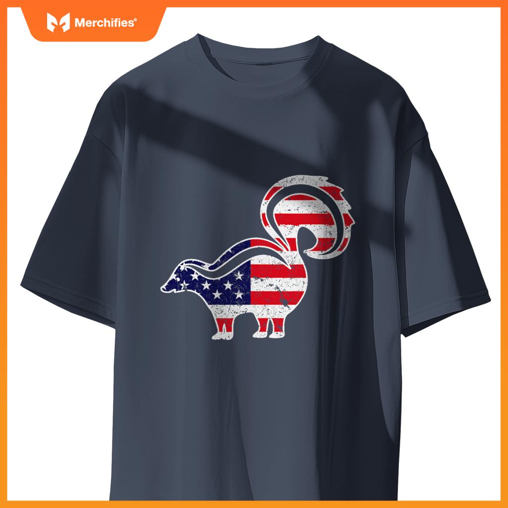 4th of july skunk graphic patriotic usa american flag T-Shirt