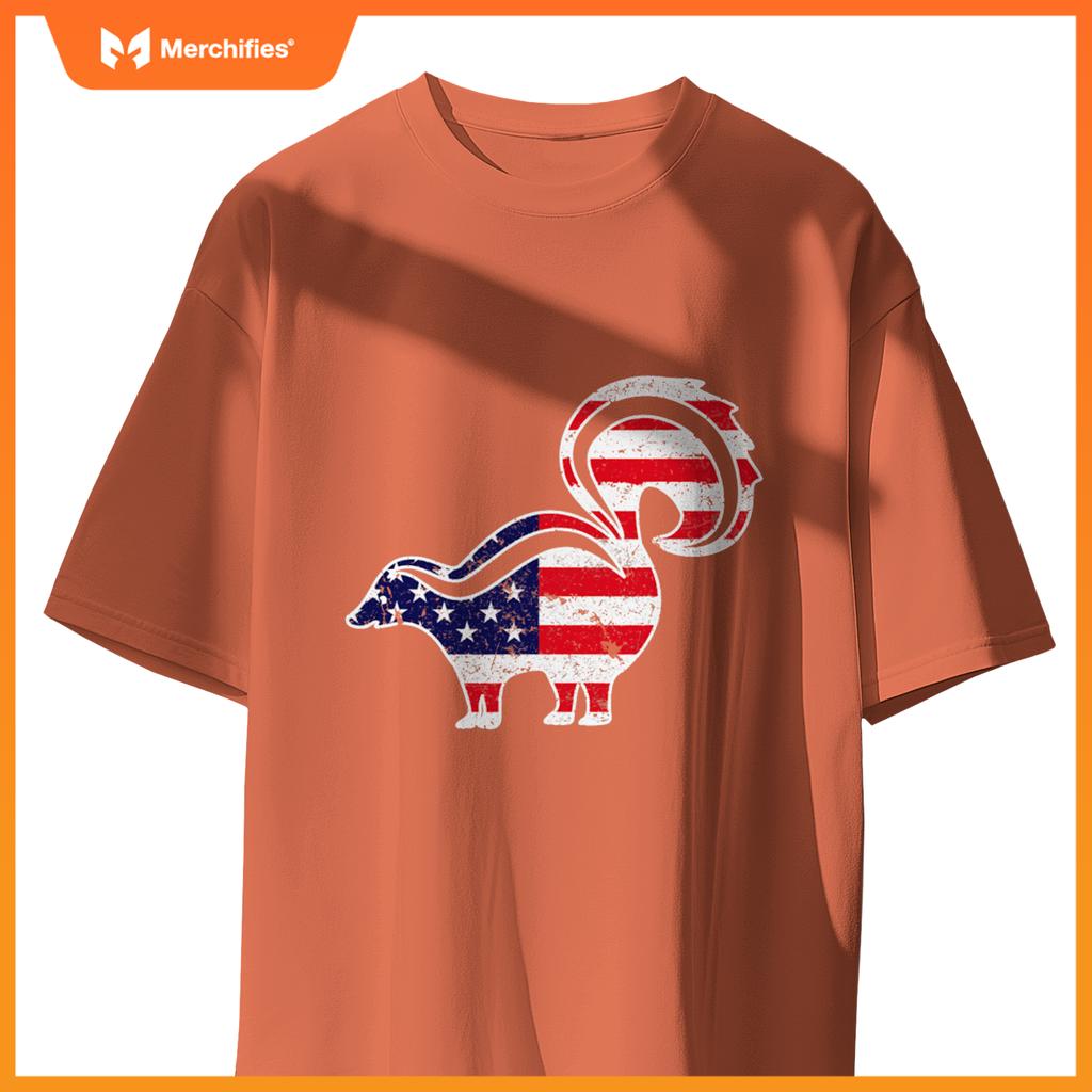 4th of july skunk graphic patriotic usa american flag T-Shirt