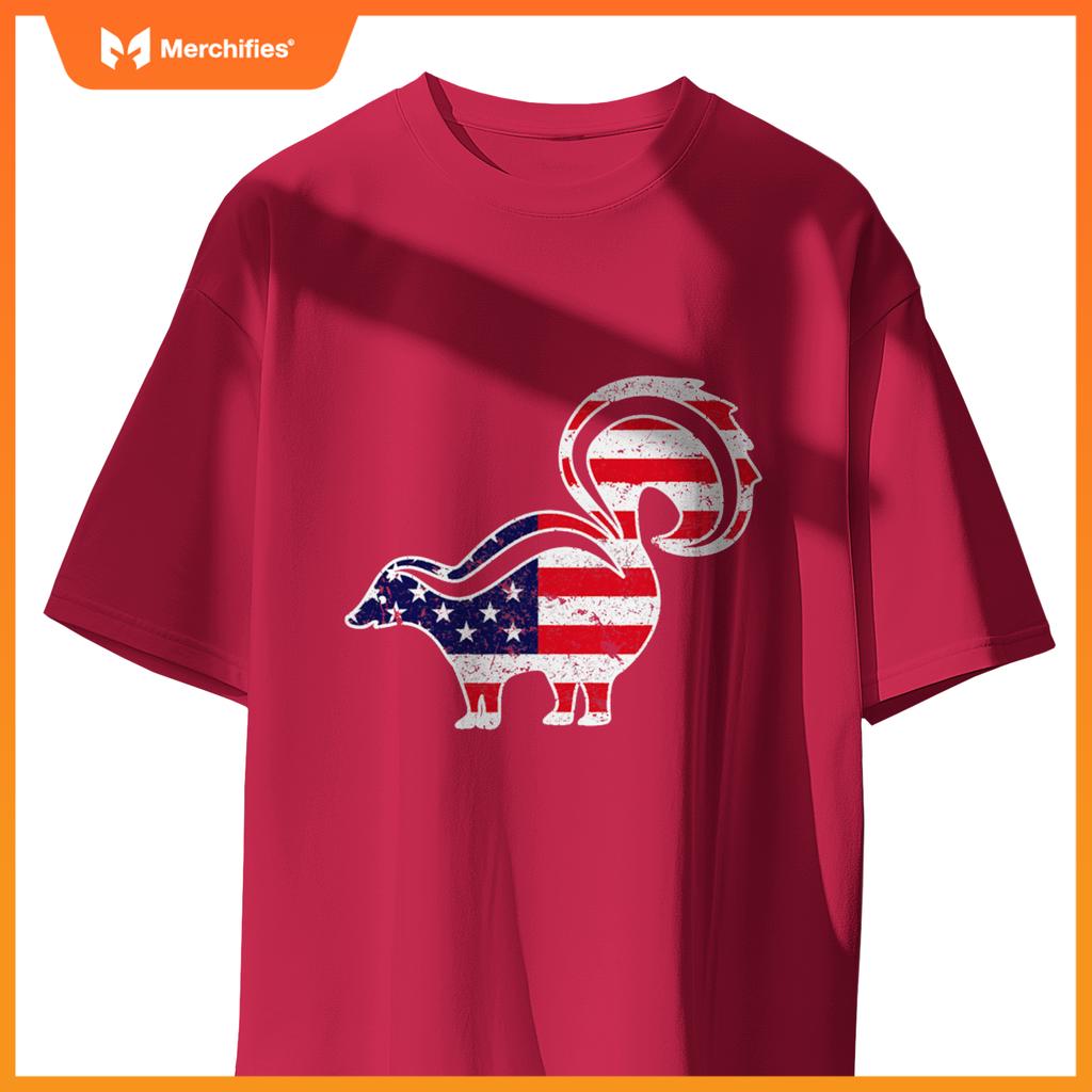 4th of july skunk graphic patriotic usa american flag T-Shirt