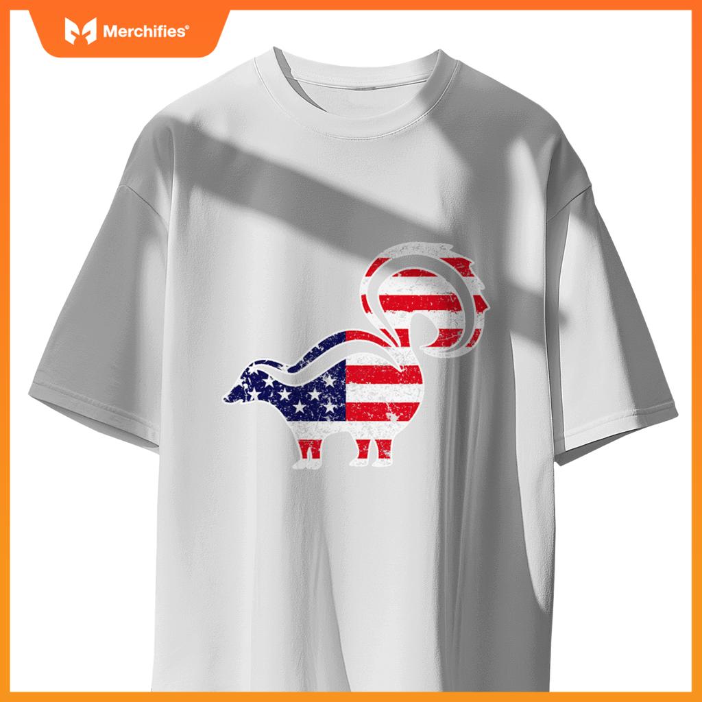 4th of july skunk graphic patriotic usa american flag T-Shirt
