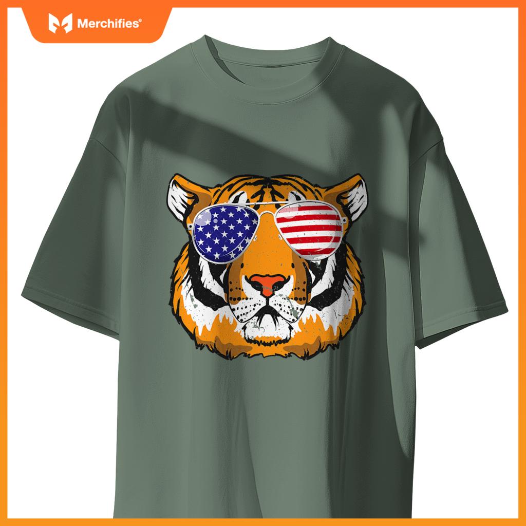 4th of july tiger patriotic merica tiger 4th of july T-Shirt