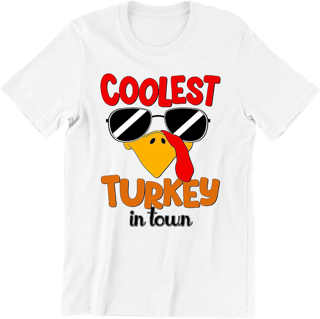 Coolest Turkey in Town Thanksgiving Shirts for Men Funny Cool Sunglasses Unisex Mens Tshirt