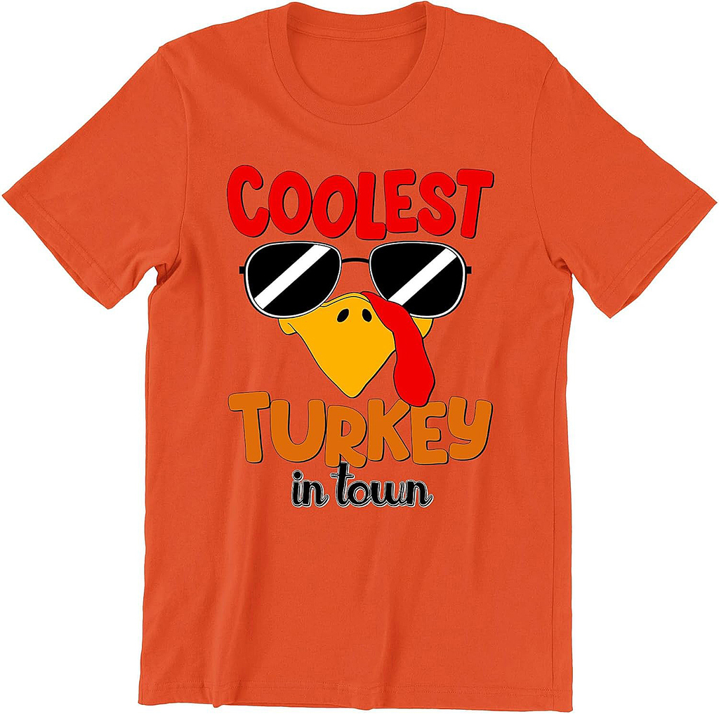 Coolest Turkey in Town Thanksgiving Shirts for Men Funny Cool Sunglasses Unisex Mens Tshirt