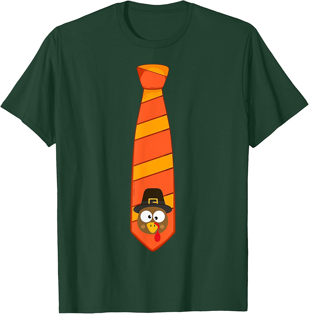 Funny thanksgiving tie with turkey for family dinner T-Shirt