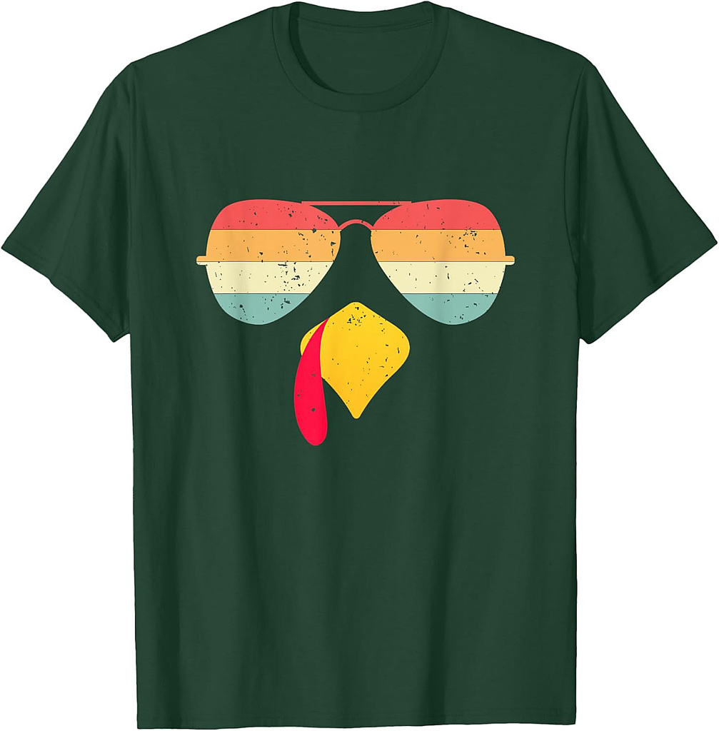 Cool Turkey Face With Sunglasses Funny Thanksgiving T-Shirt