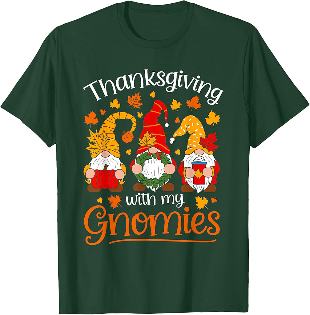Thanksgiving With My Gnomies Cute Fall Gnome Design T-Shirt