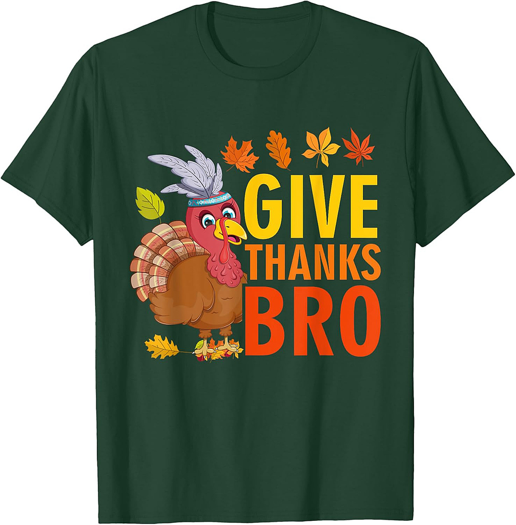 Give Thanks Bro Cute Turkey Toddler Thankful Thanksgiving T-Shirt