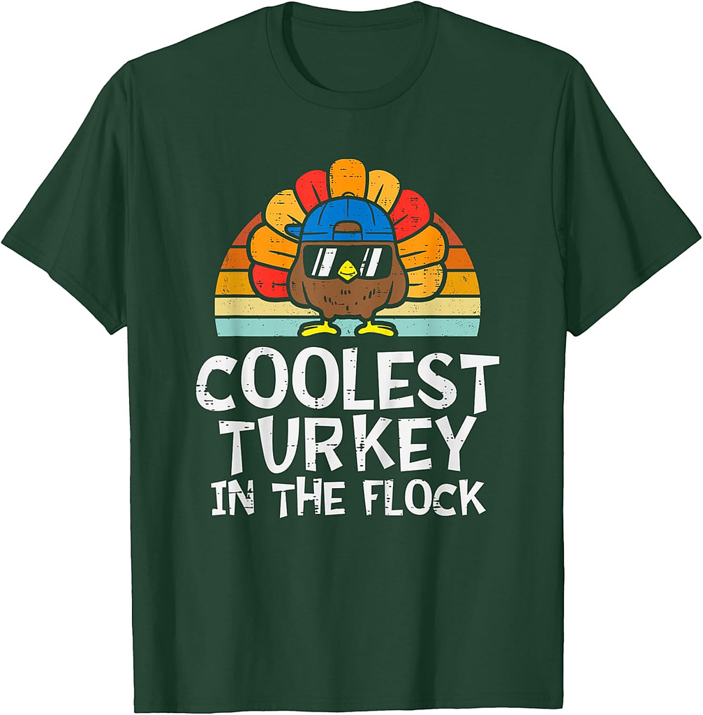 Coolest Turkey In The Flock Shirt Toddler Boys Thanksgiving T-Shirt