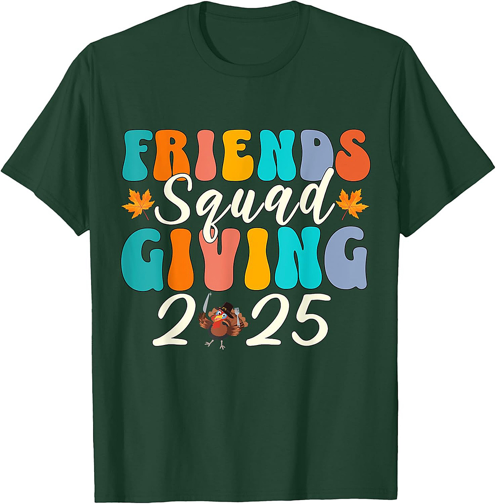 Retro Friendsgiving Squad 2025 Thanksgiving Group Fall T-Shirt