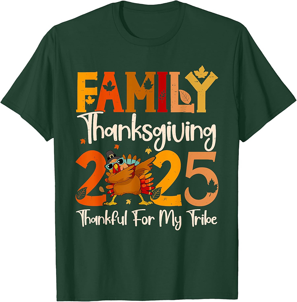 Family Thanksgiving 2025 Crew Dabbing Turkey Group Matching T-Shirt
