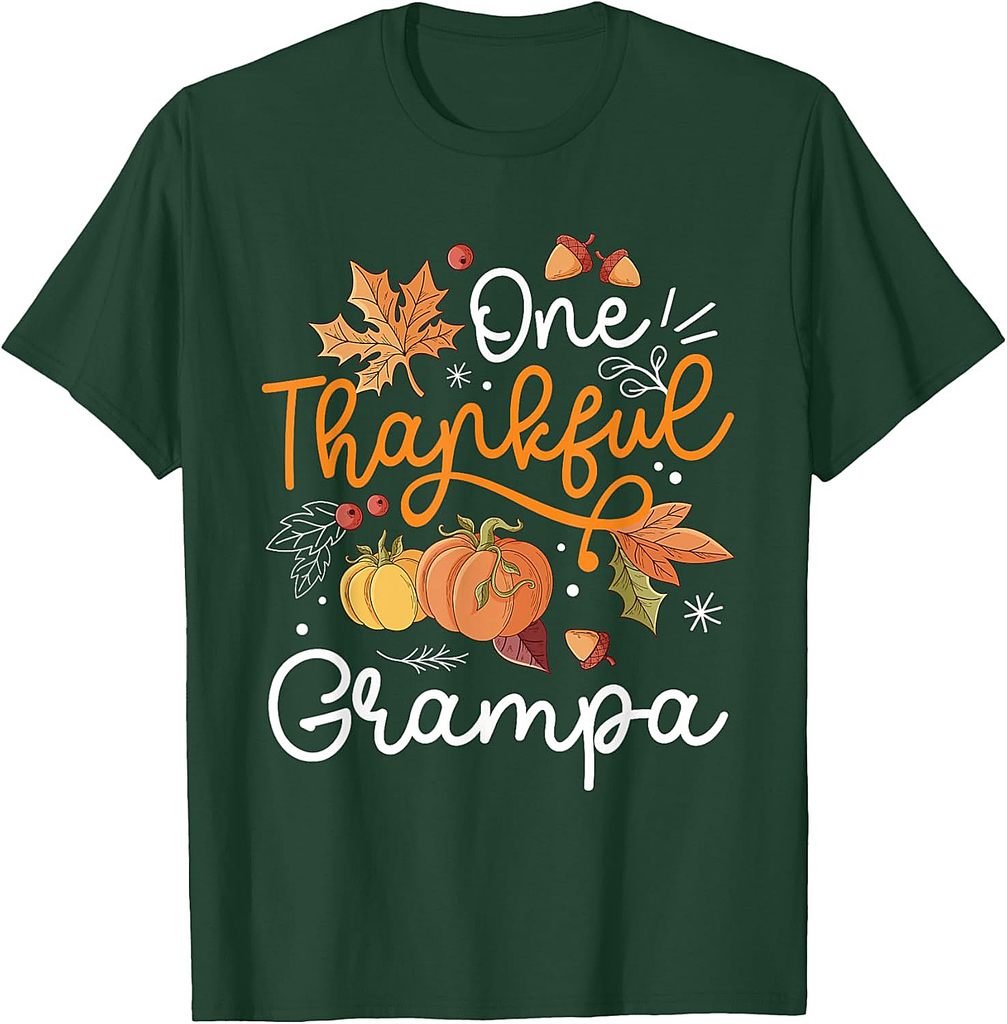 One Thankful Grampa Happy Thaksgiving Pumpkin Fall Autumn T-Shirt