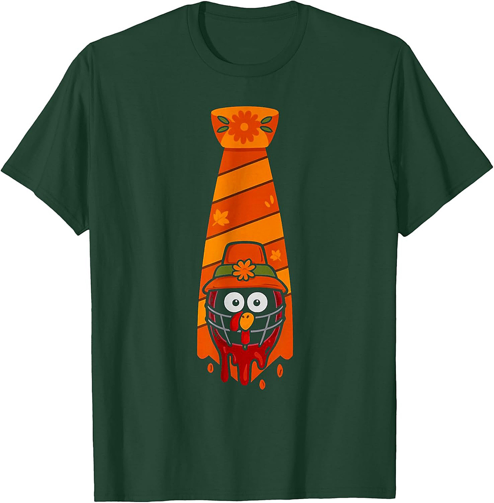 Funny Turkey Pilgrim Fall Tie Thanksgiving Humor T-Shirt