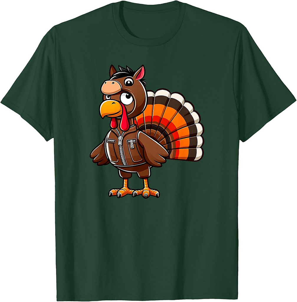 Turkey Costume Horse Funny Thanksgiving Turkey Women Men T-Shirt