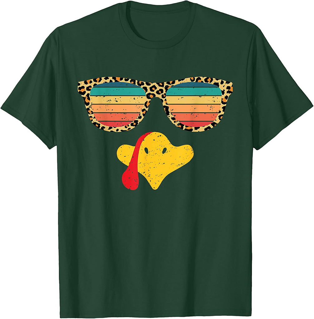 Cool Turkey Face With Sunglasses Funny Thanksgiving For Men T-Shirt