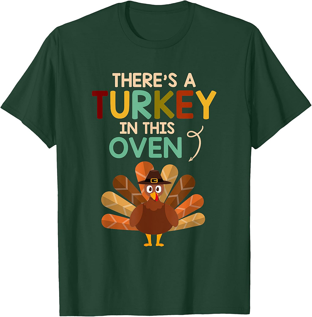 There's A Turkey in This Oven Pregnancy Thanksgiving Couple T-Shirt