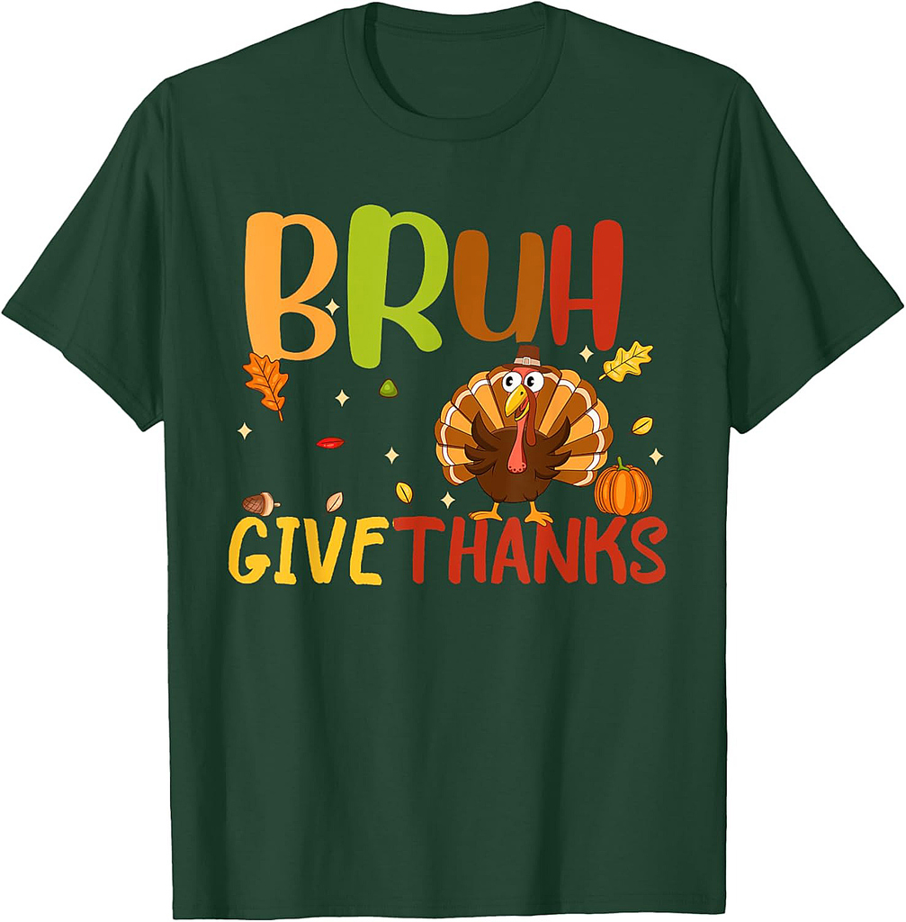 Bruh Meme Funny Thanksgiving Turkey Men Women Thankful T-Shirt