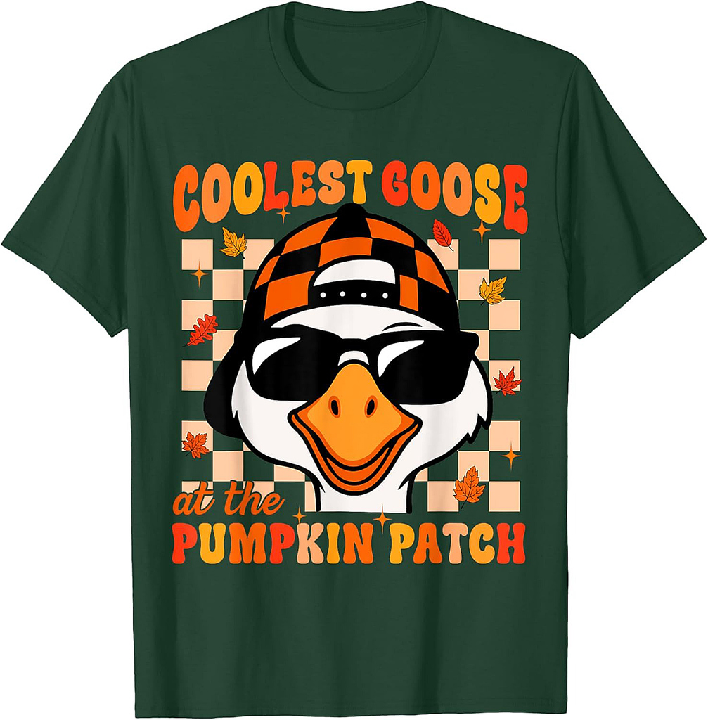 Groovy Coolest Goose at The Pumpkin Patch Fall Thanksgiving T-Shirt