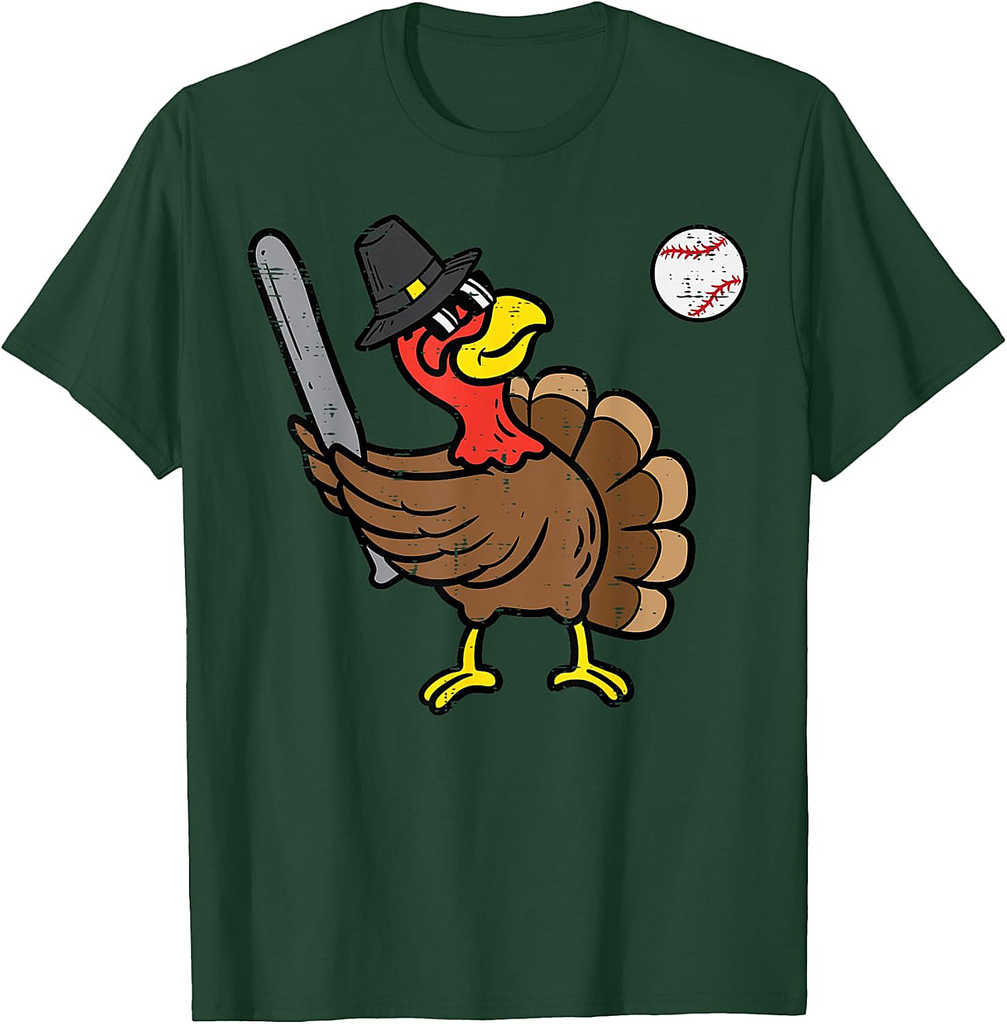 Thanksgiving Turkey Baseball Fall Men Boys Teen Youth T-Shirt