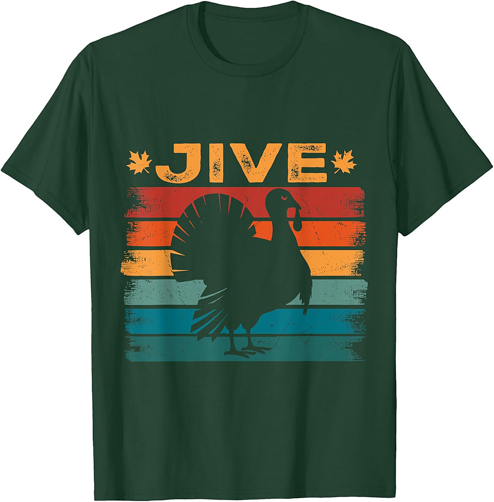 Vintage Turkey Jive Black Unisex-Adults T-Shirt Small Thanksgiving T-Shirt