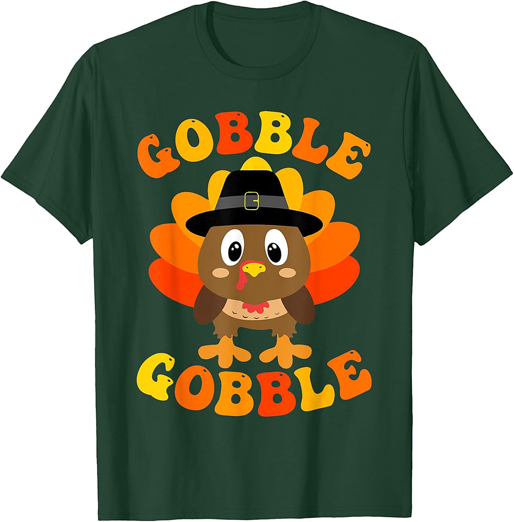 Gobble Turkey Thankful Thanksgiving Autumn Funny Men Women T-Shirt
