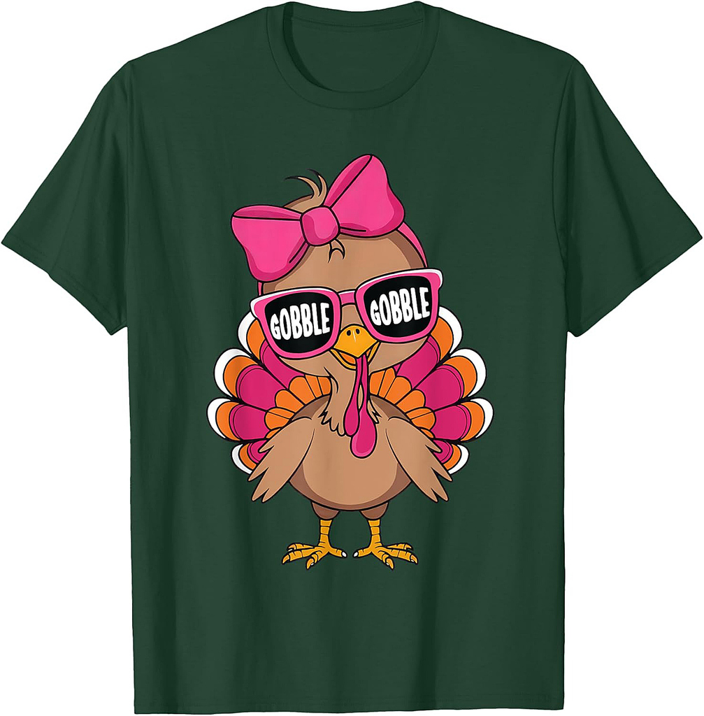 Gobble Turkey Day Happy Thanksgiving Toddlers Girls T-Shirt