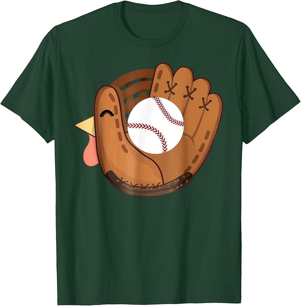 Turkey Baseball Glove Catchers Matching Thanksgiving Day T-Shirt