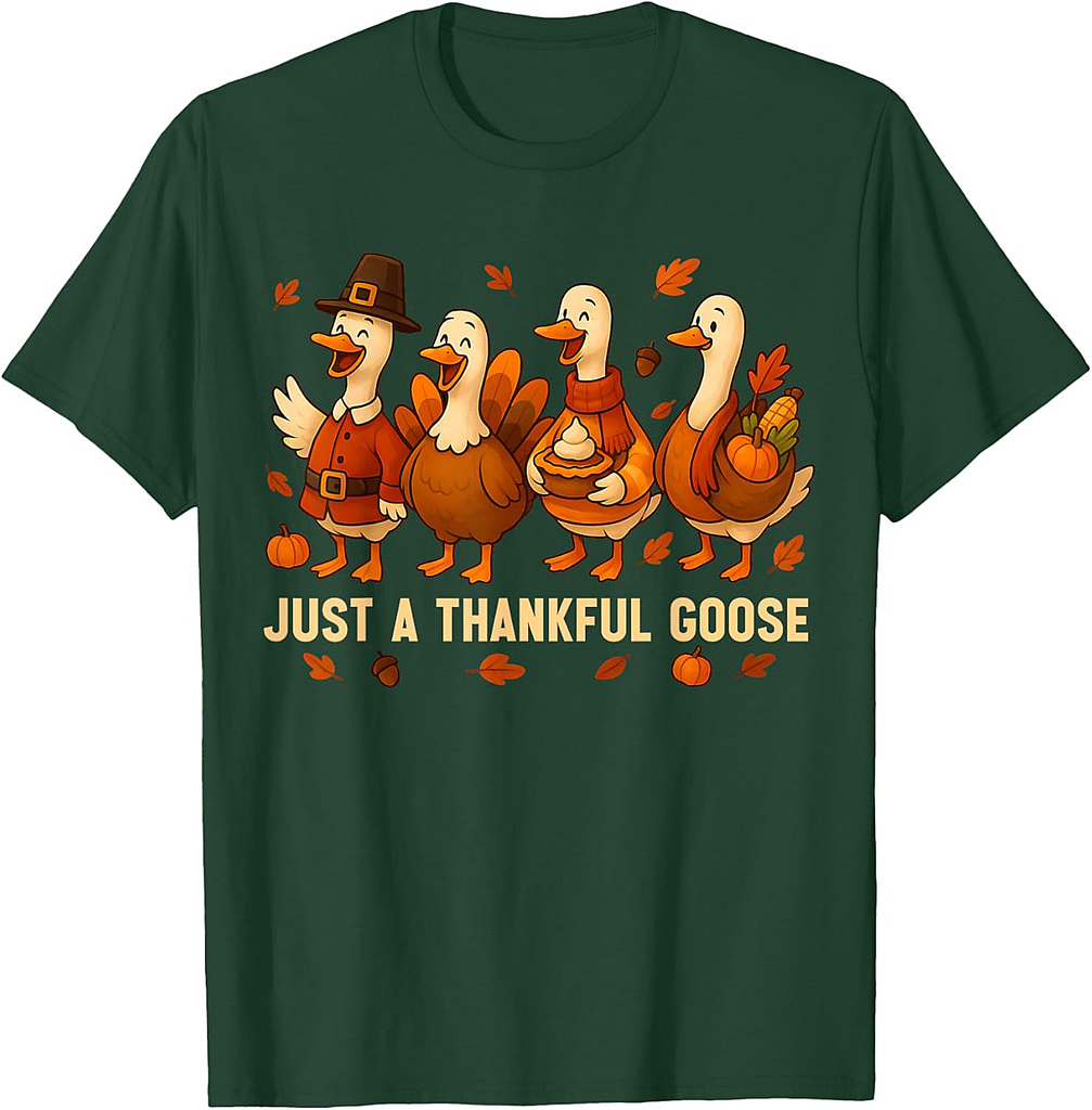 Thanksgiving Thankful Goose Autumn Fall Silly Goose T-Shirt