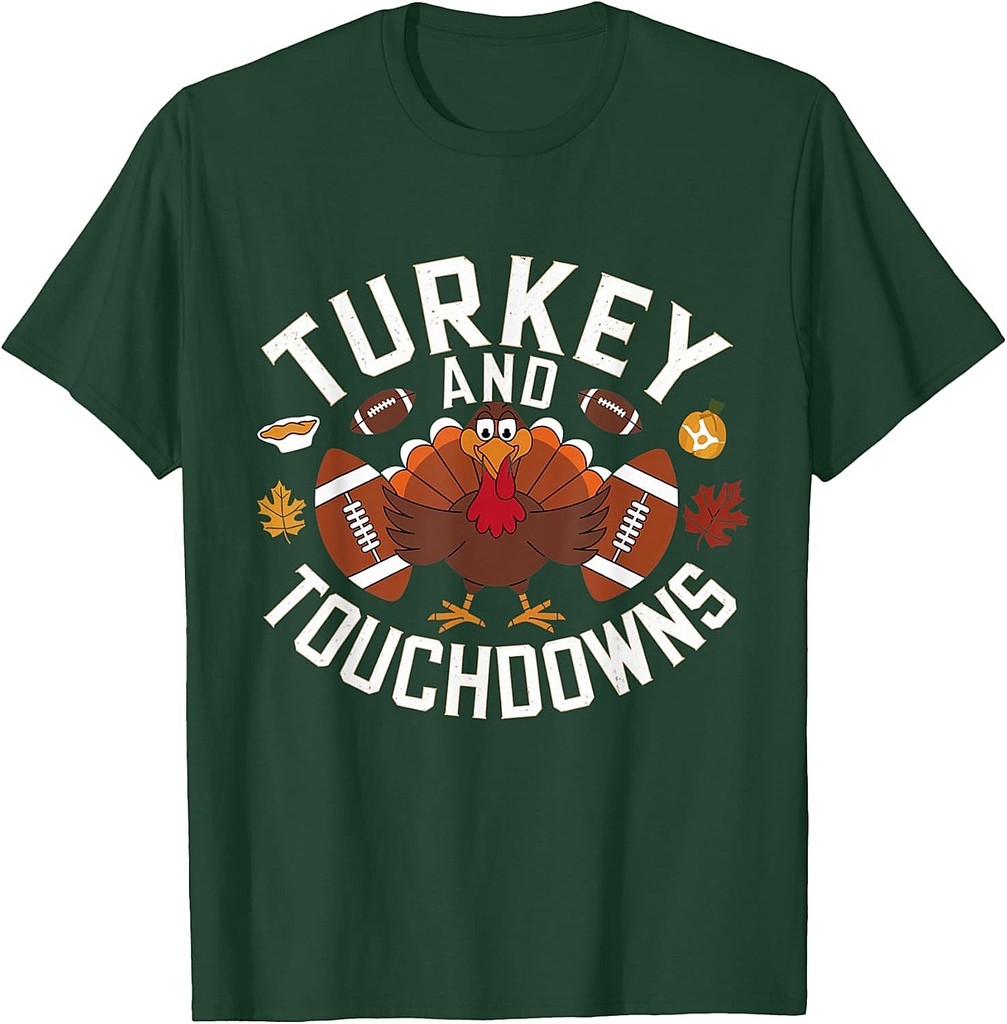 Thanksgiving Turkey And Touchdowns Football Men Women T-Shirt