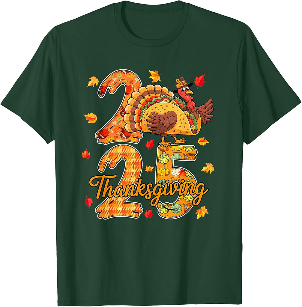 Thanksgiving 2025 Cute Turkey As Taco Food Lover Autumn T-Shirt