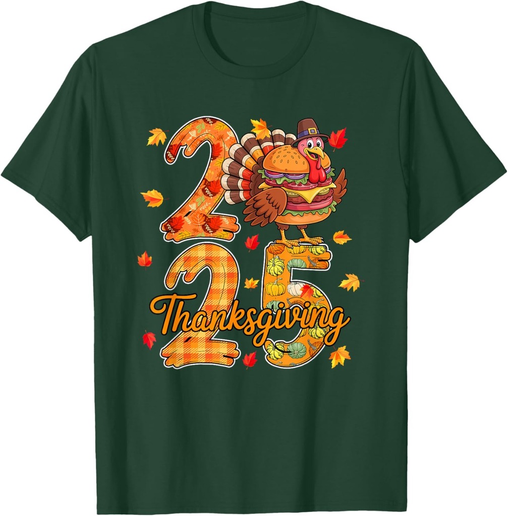 Thanksgiving 2025 Cute Turkey As Hamburger Food Lover Autumn T-Shirt