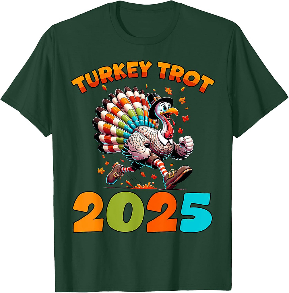 Running Turkey Trot Thanksgiving 2025 for Boys Girls T-Shirt