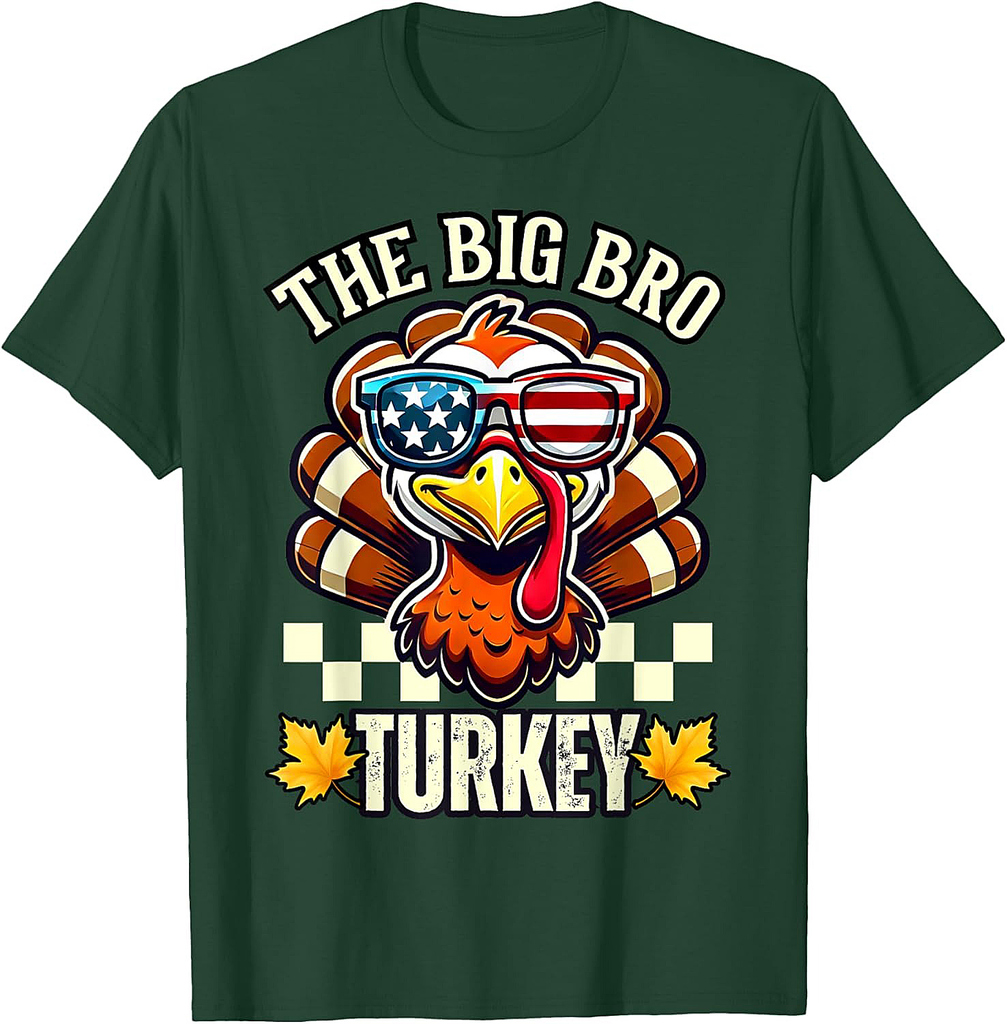 Big Bro Turkey Party kid matching family Group thanksgiving T-Shirt