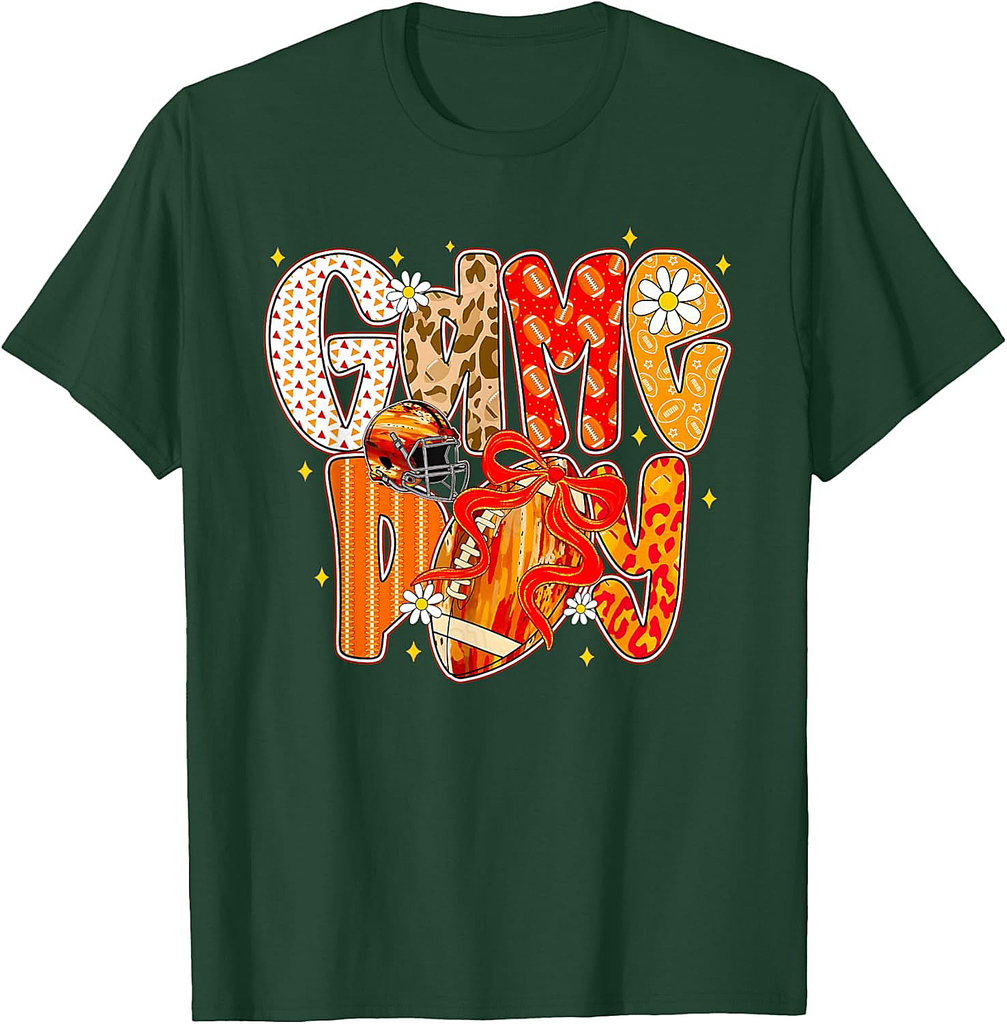 Coquette Bow Football Fall Game Day Vibes Thanksgiving T-Shirt