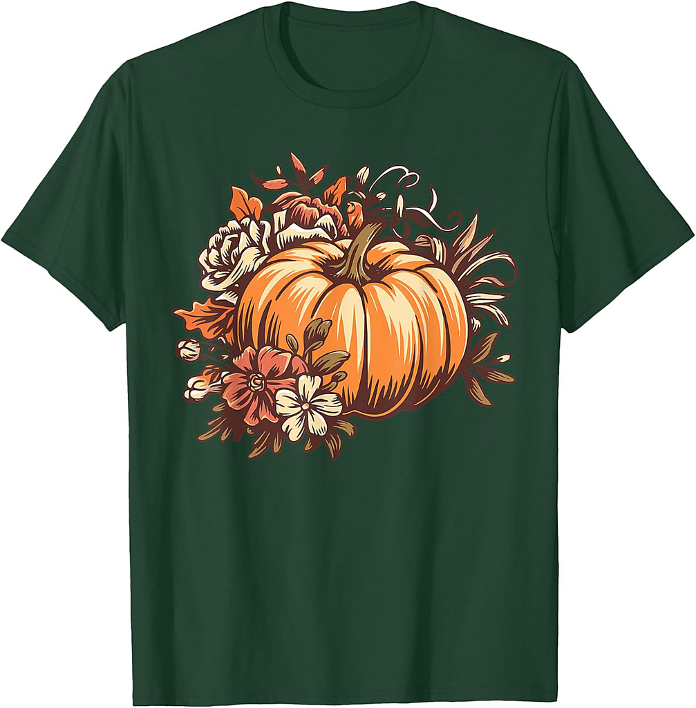 Fall Shirt Women Vintage Pumpkin Autumn Graphic Thanksgiving T-Shirt