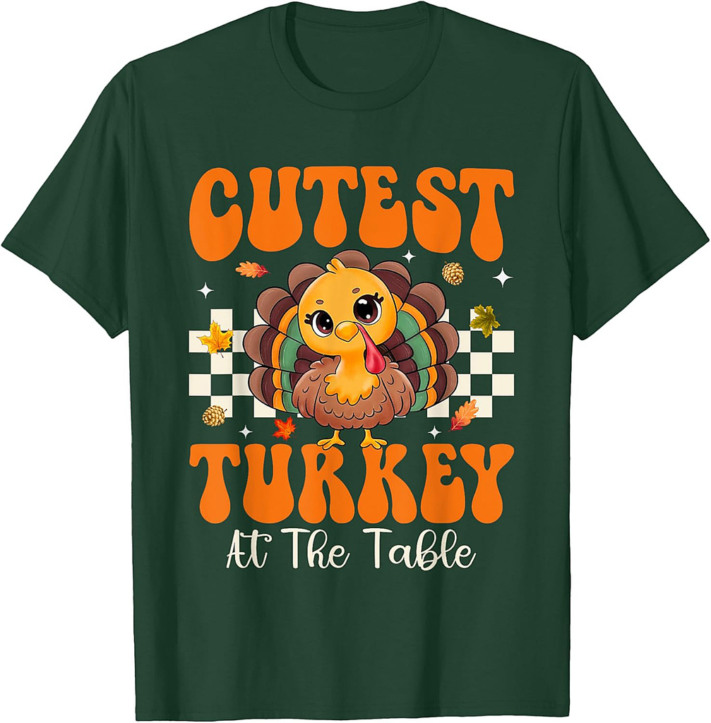 Cutest Turkey at The Table Thanksgiving Fall Men Women T-Shirt
