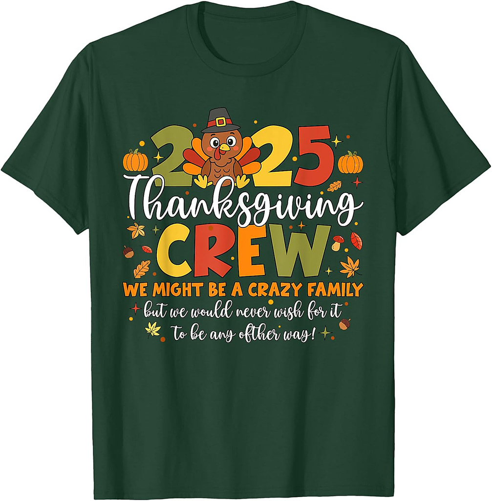 Family Thanksgiving 2025 Thanksgiving Crew Turkey Matching T-Shirt