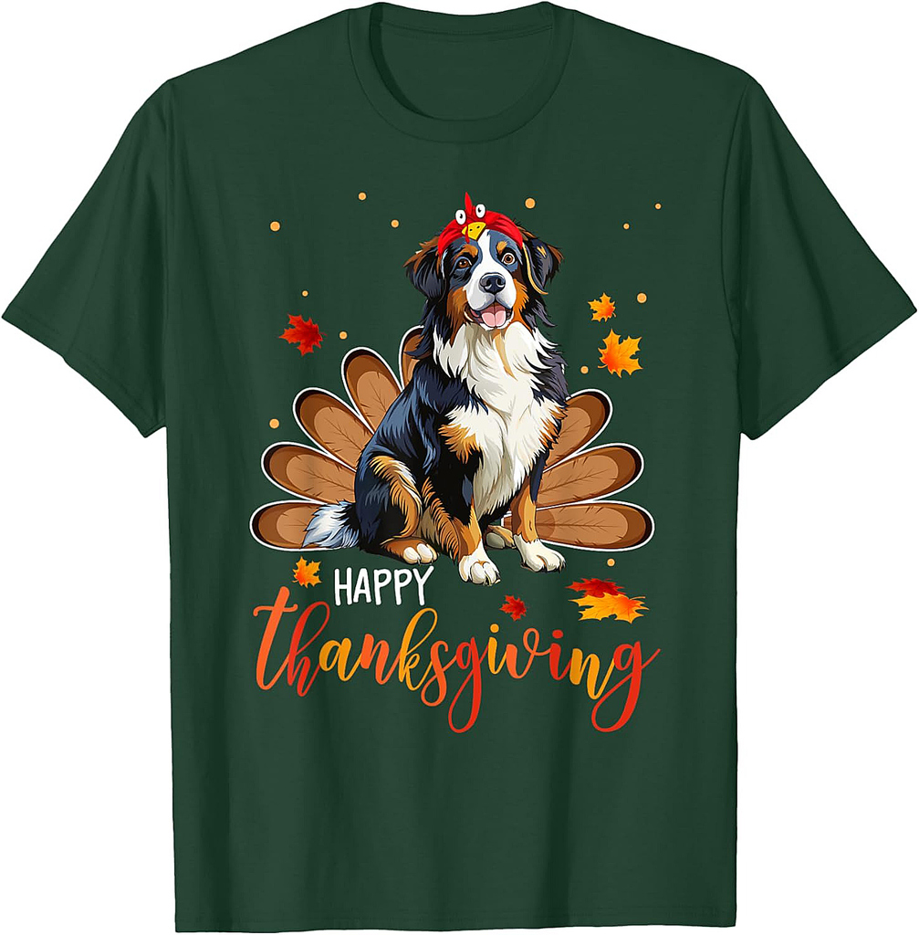 Cute Bernese Mountain Happy Thanksgiving turkey Dog T-Shirt