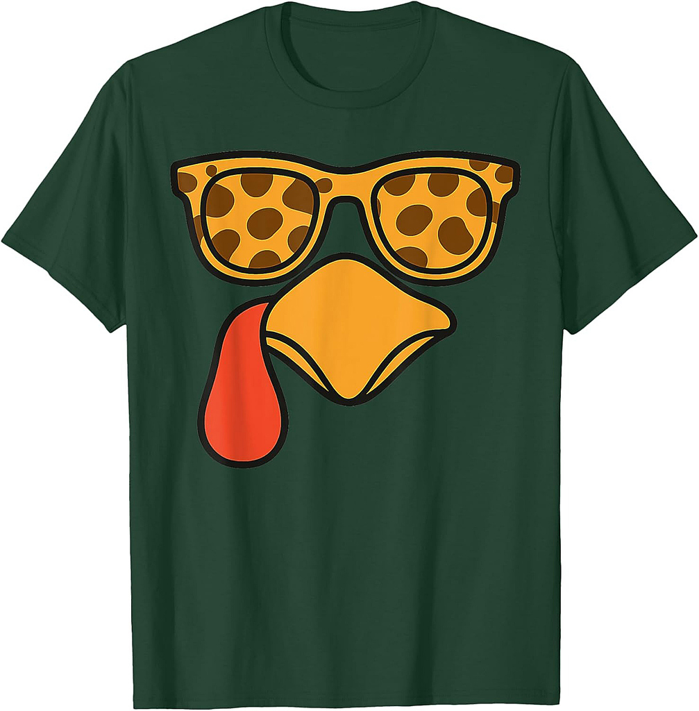 Funny Turkey Face Sunglasses Thanksgiving T-Shirt