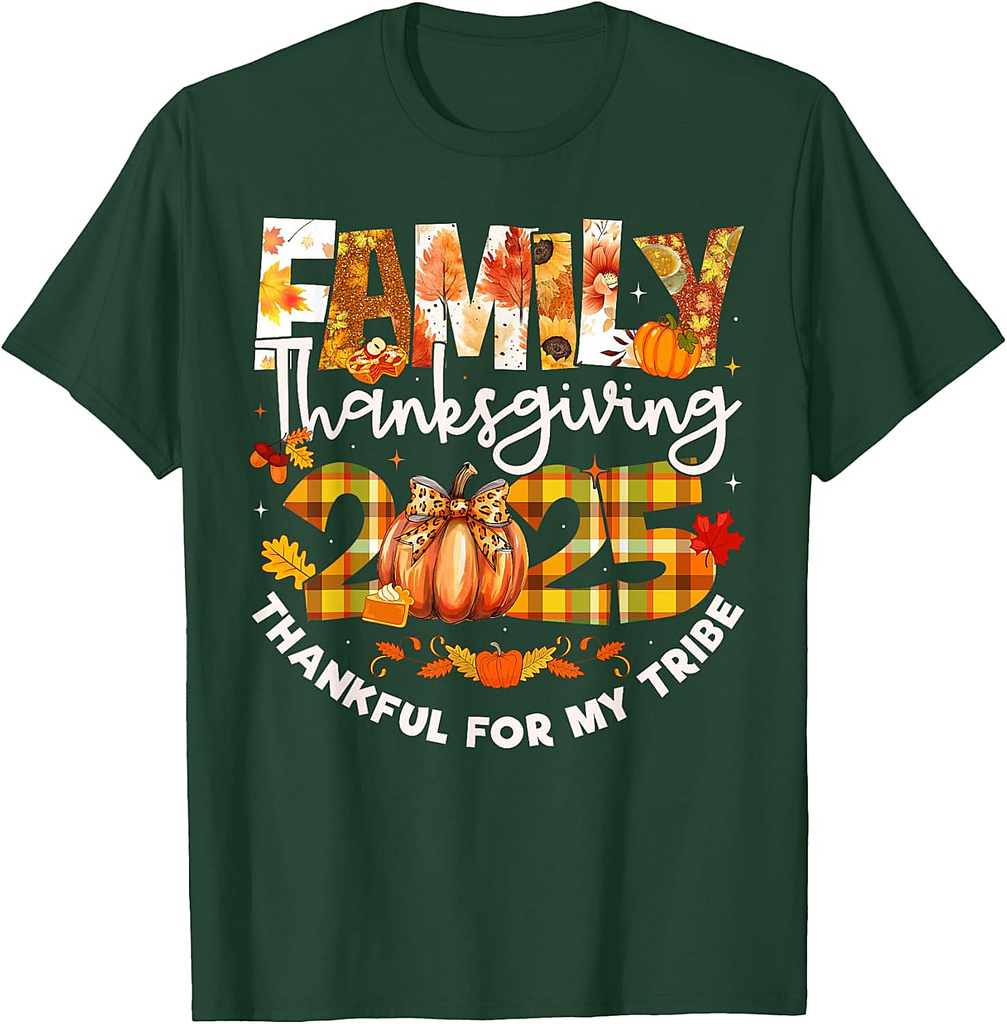 Family Thanksgiving 2025 Thankful for My Tribe Pumpkin T-Shirt