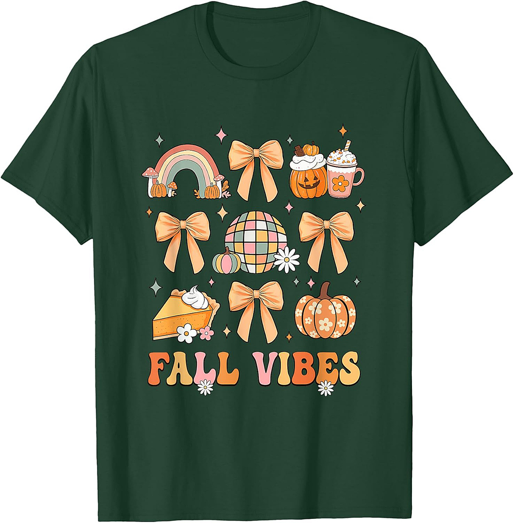 Retro Coffee Fall Vibes Autumn Coquette Pumpkin Thanksgiving T-Shirt