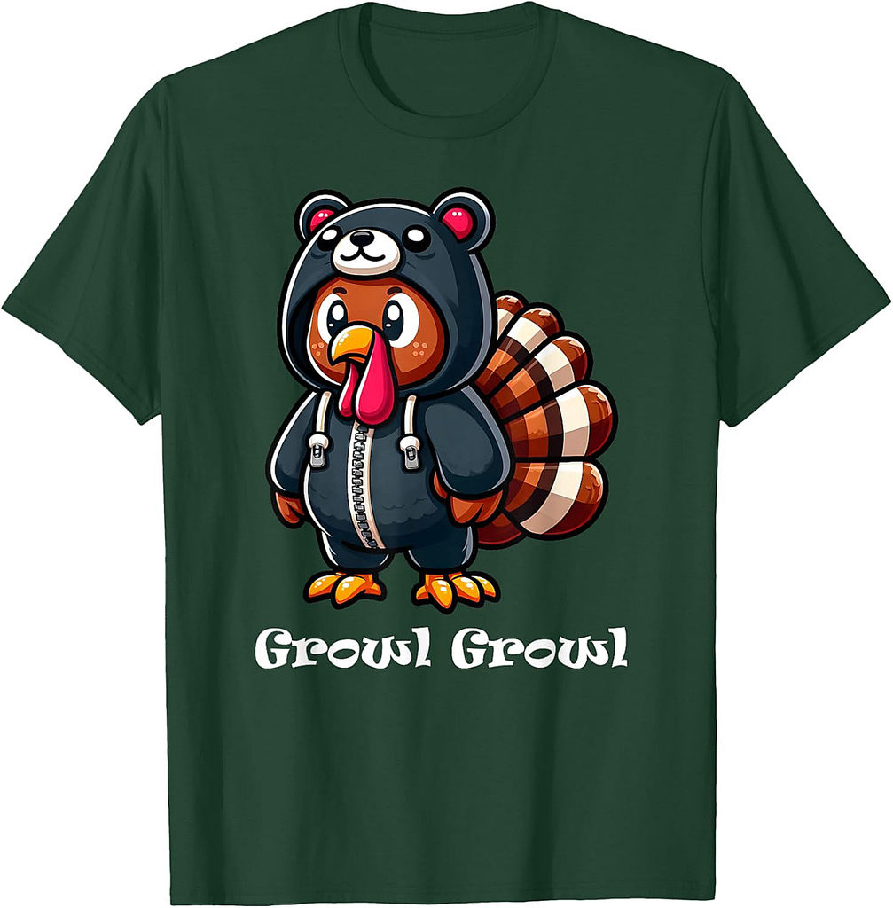 Turkey Costume Bear Growl Fun Thanksgiving Turkey T-Shirt