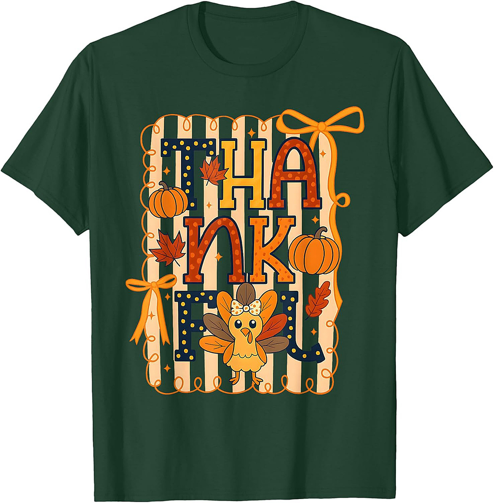 Preppy Fall Thankful Cute Fall Pumpkin Thanksgiving Day 2025 T-Shirt