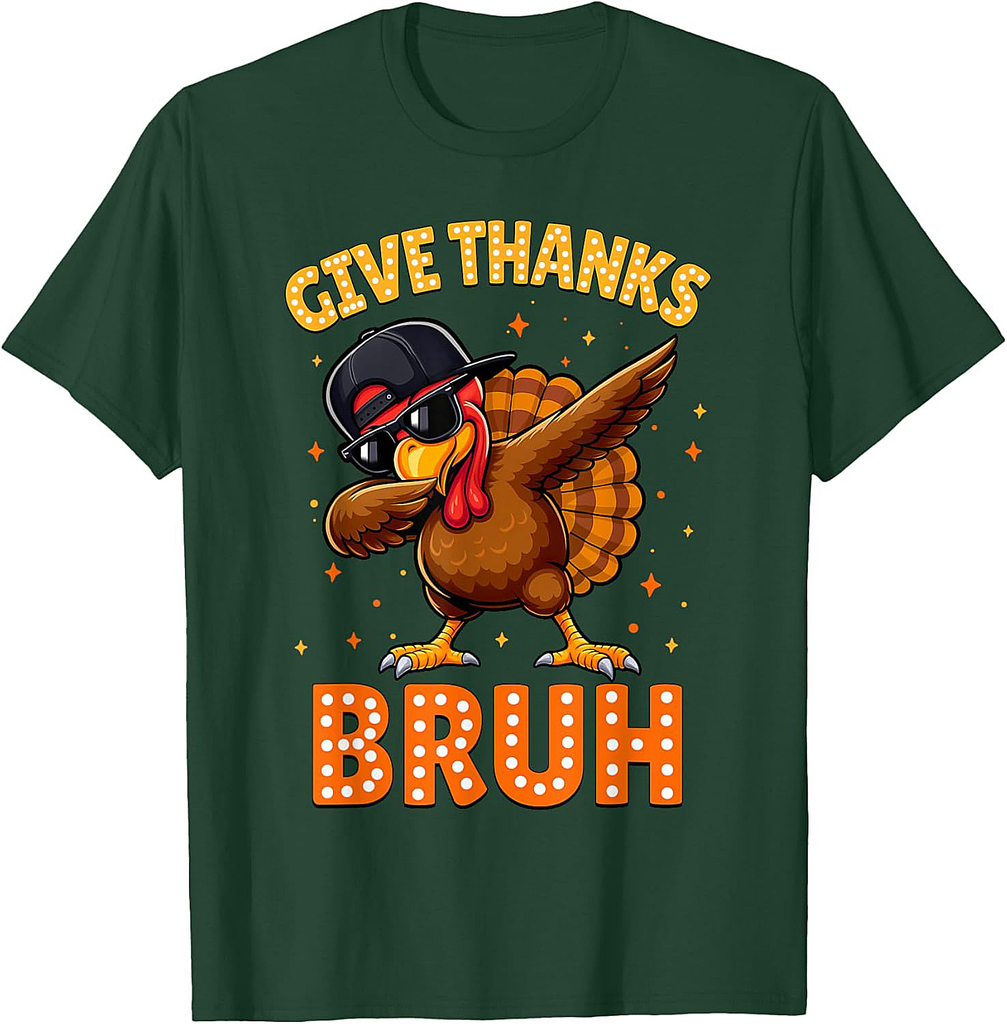 Bruh Give Thanks Funny Thanksgiving Turkey Thankful Boys T-Shirt