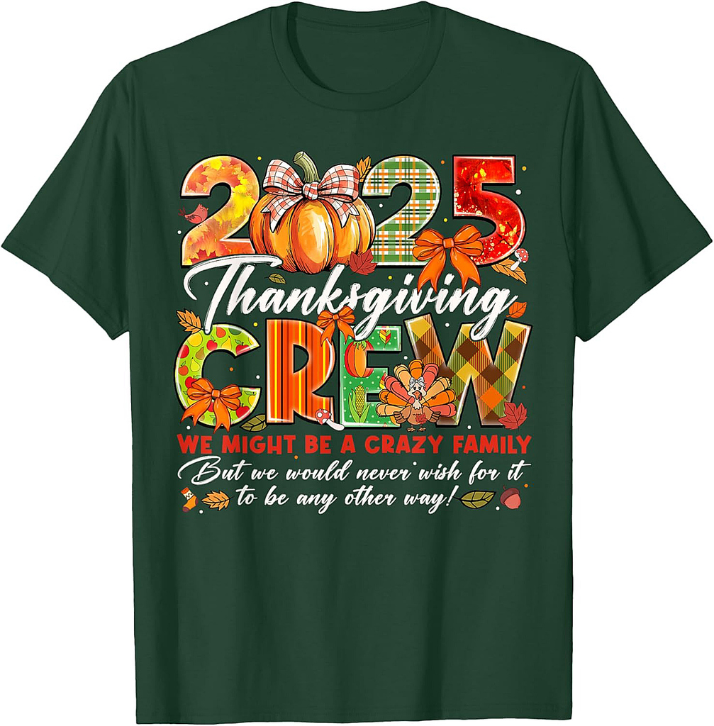 Thanksgiving Crew 2025 Fall Autumn Family Matching Men Women T-Shirt
