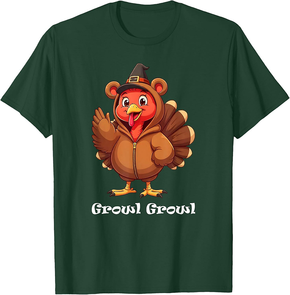 Turkey Costume Bear Growl Fun Thanksgiving Turkey Men T-Shirt