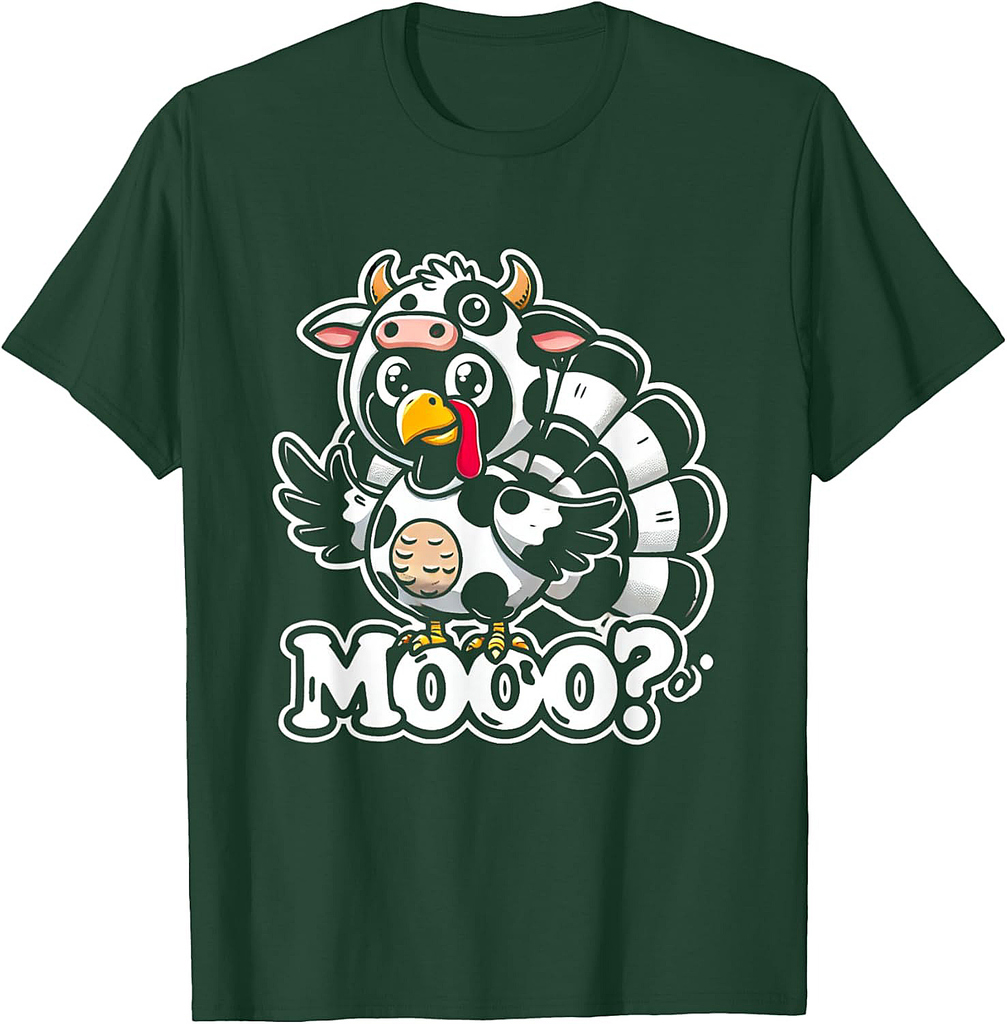 Funny Turkey Cow Moo Thanksgiving Turkey T-Shirt