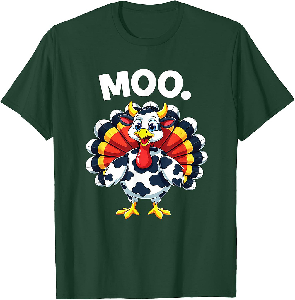 Thanksgiving Turkey Cow Moo Funny Thanksgiving Men Women T-Shirt